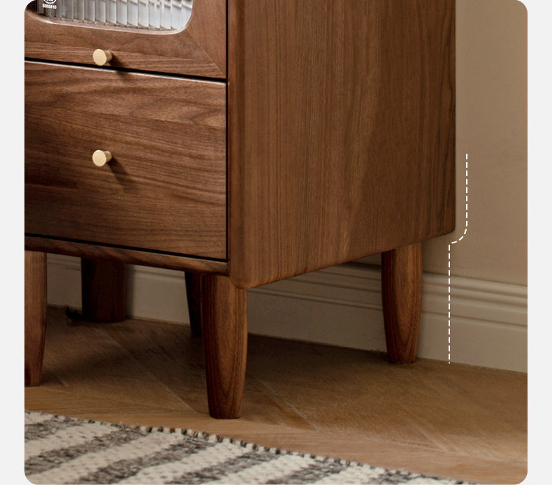 Solid Black Walnut Nightstand - Ultra Narrow Bedside Table with Calpa Wood - Perfect for Small Spaces, Apartments & Modern Bedrooms