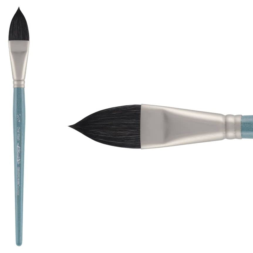 Premium Mimik Professional Watercolor Brushes - Synthetic Squirrel Hair Oval Brush (Size 3/4