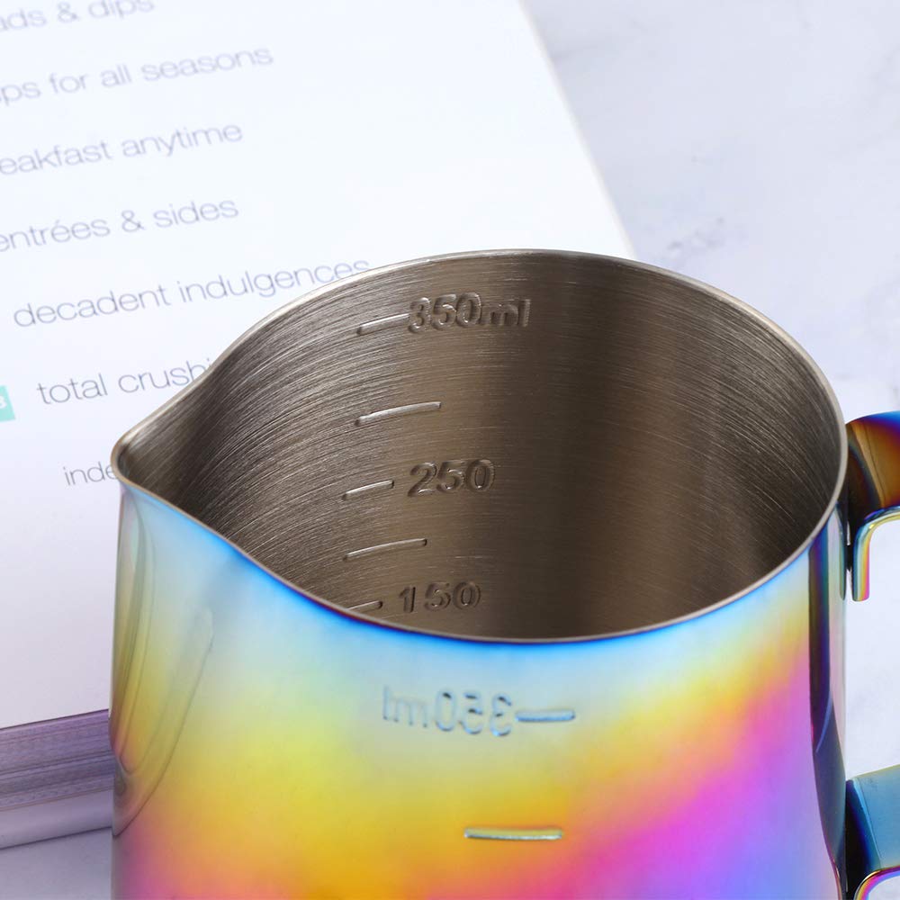 Premium 350ml (12oz) Stainless Steel Milk Frothing Pitcher with Latte Art Pen - Barista-Grade Coffee Steaming Jug for Cappuccino, Latte & Hot Chocolate Making - Perfect for Home Cafes & Professional Coffee Shops