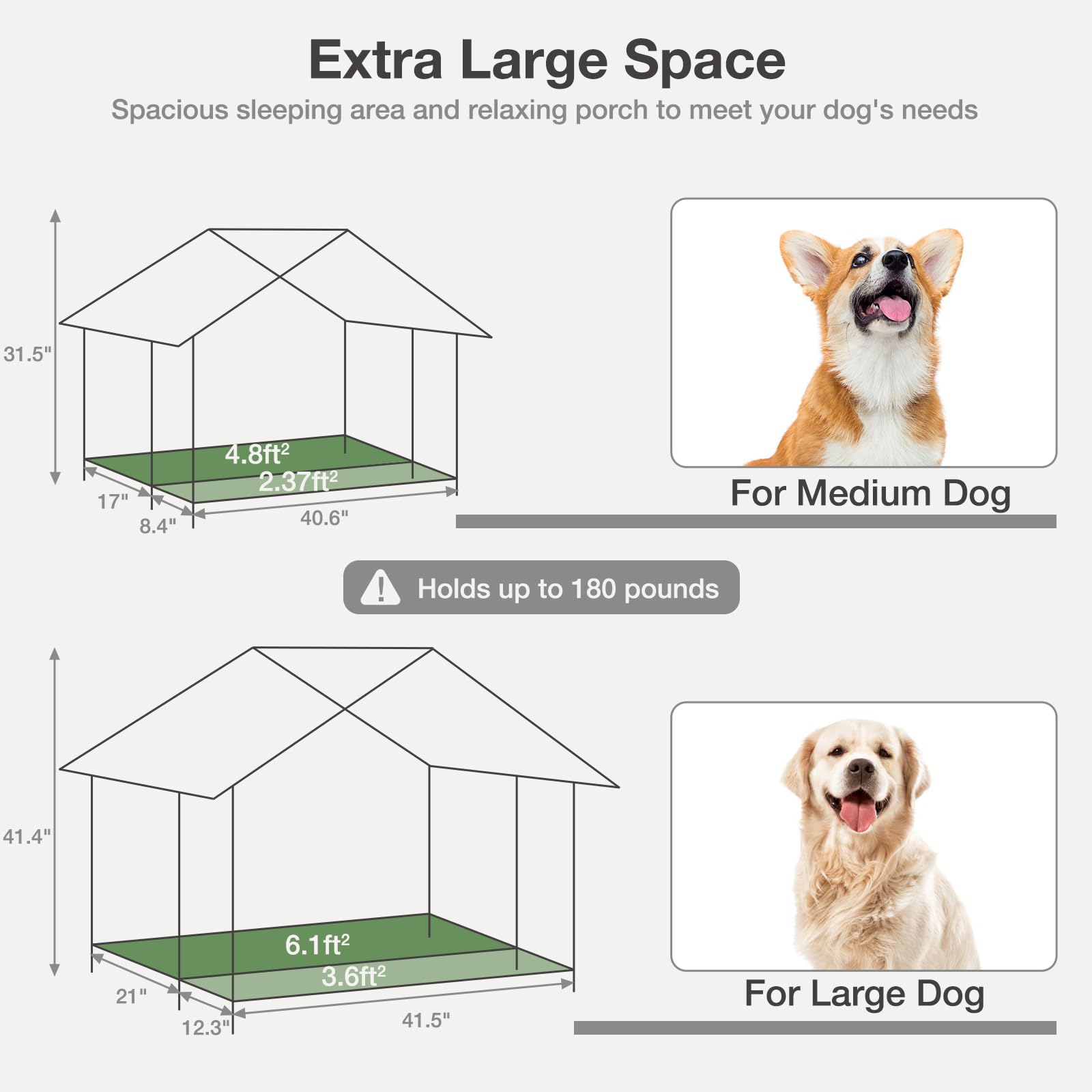Outdoor Weatherproof Dog House with Insulated Design - Heavy Duty Iron Frame & Fir Wood Construction - Large Size for All Dog Breeds - Perfect for Backyard, Patio, and Garden Use