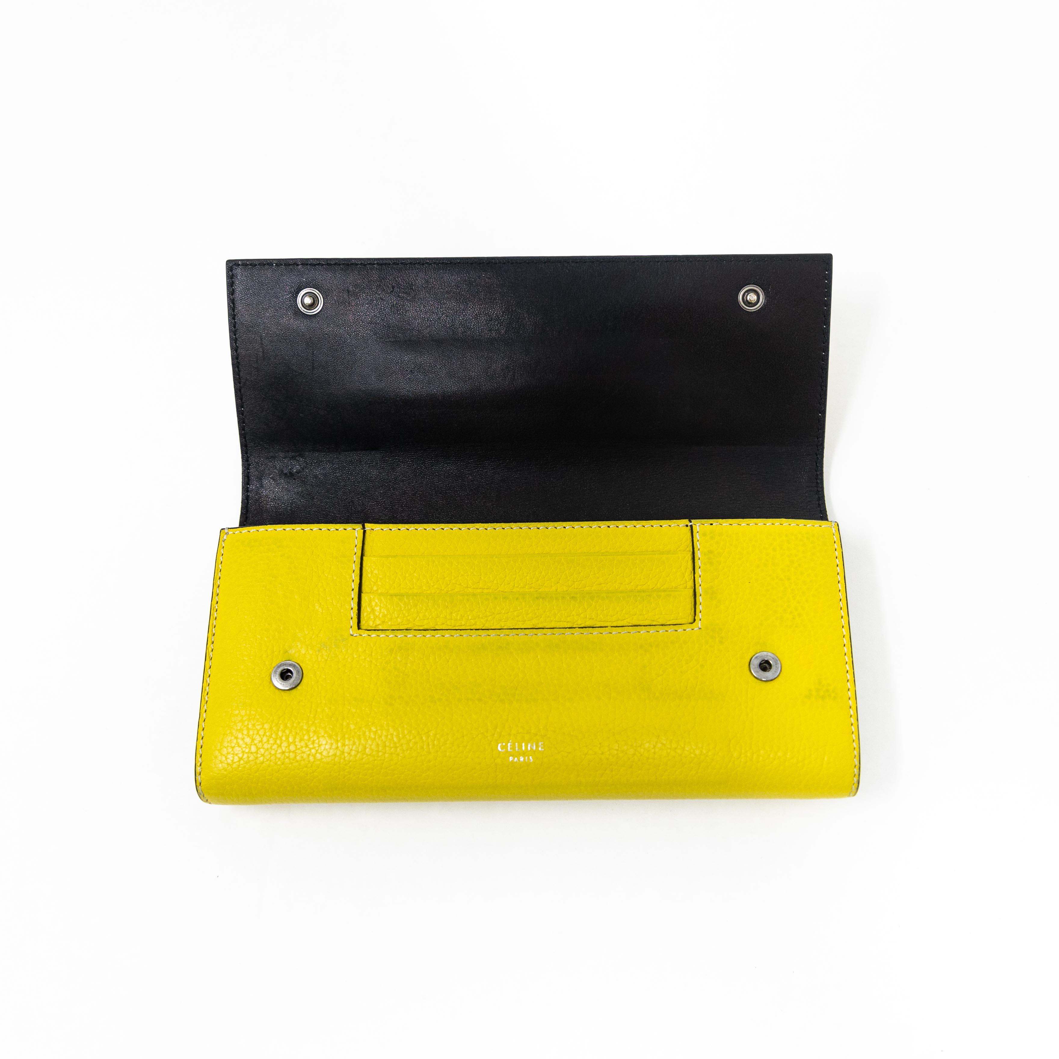 Celine Yellow Leather Long Wallet for Women - Stylish & Spacious Designer Wallet for Everyday Use & Travel