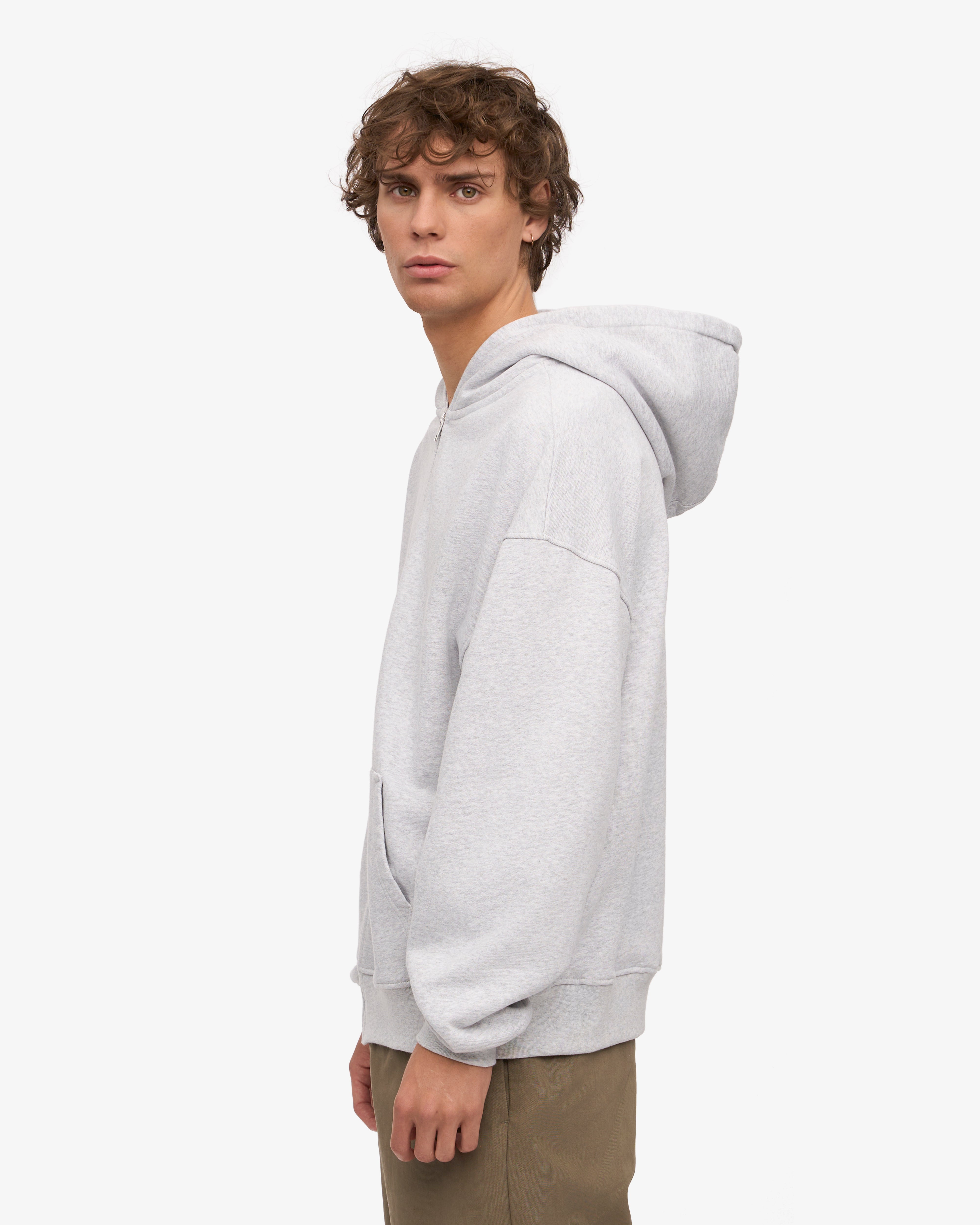 Organic Oversized Zip Hoodie for Women - Soft Snow Melange Fleece Pullover - Cozy Winter Loungewear & Outdoor Activities