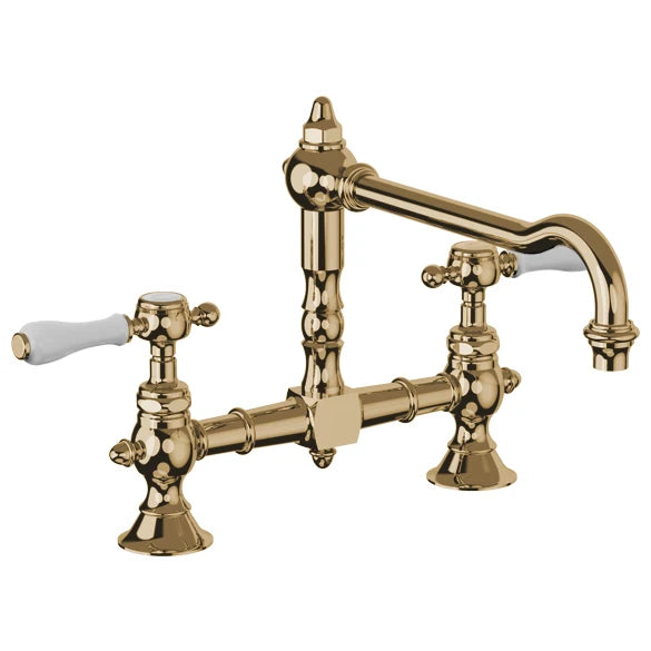 Horus Victoria 2-Hole Brass Kitchen Faucet - Modern Design for Sink, Dishwashing & Cooking | Perfect for Home, Restaurant & Commercial Use