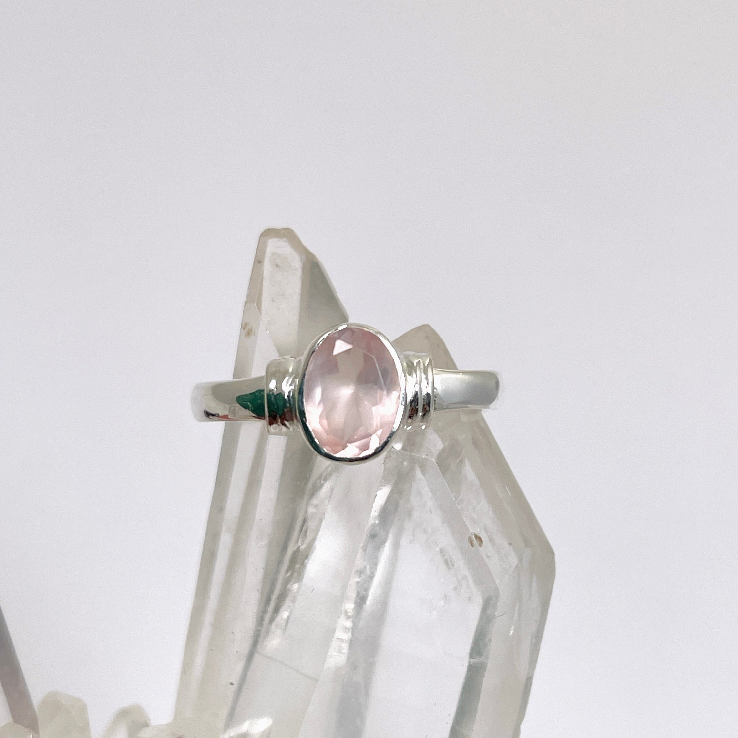 Natural Rose Quartz Oval Faceted Stone Pendant - Healing Crystal Jewelry for Women, 925 Sterling Silver Setting R4831 | Gift for Valentine's Day, Meditation & Energy Healing