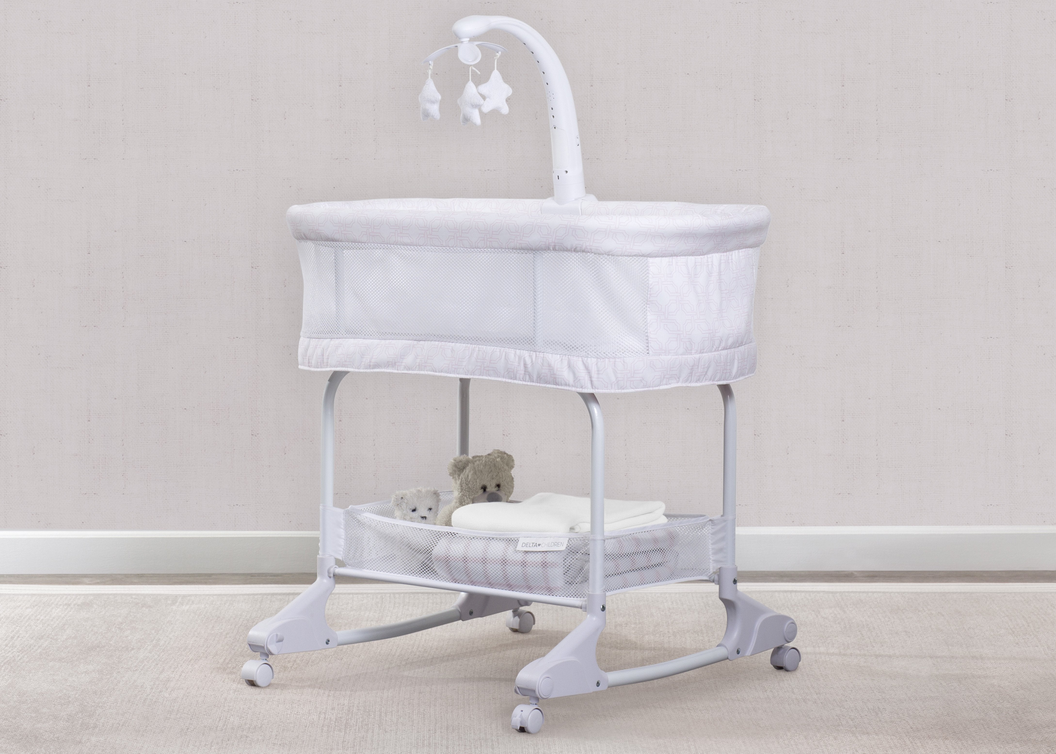 SleepCool Rocking Bassinet with Breathable Airflow Mesh - Portable Baby Crib for Nursery, Bedroom & Travel | Gentle Motion for Soothing Newborns