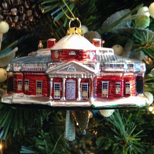 Handmade Monticello Blown Glass Christmas Ornament - Elegant Holiday Tree Decoration for Festive Home Decor & Gift Giving