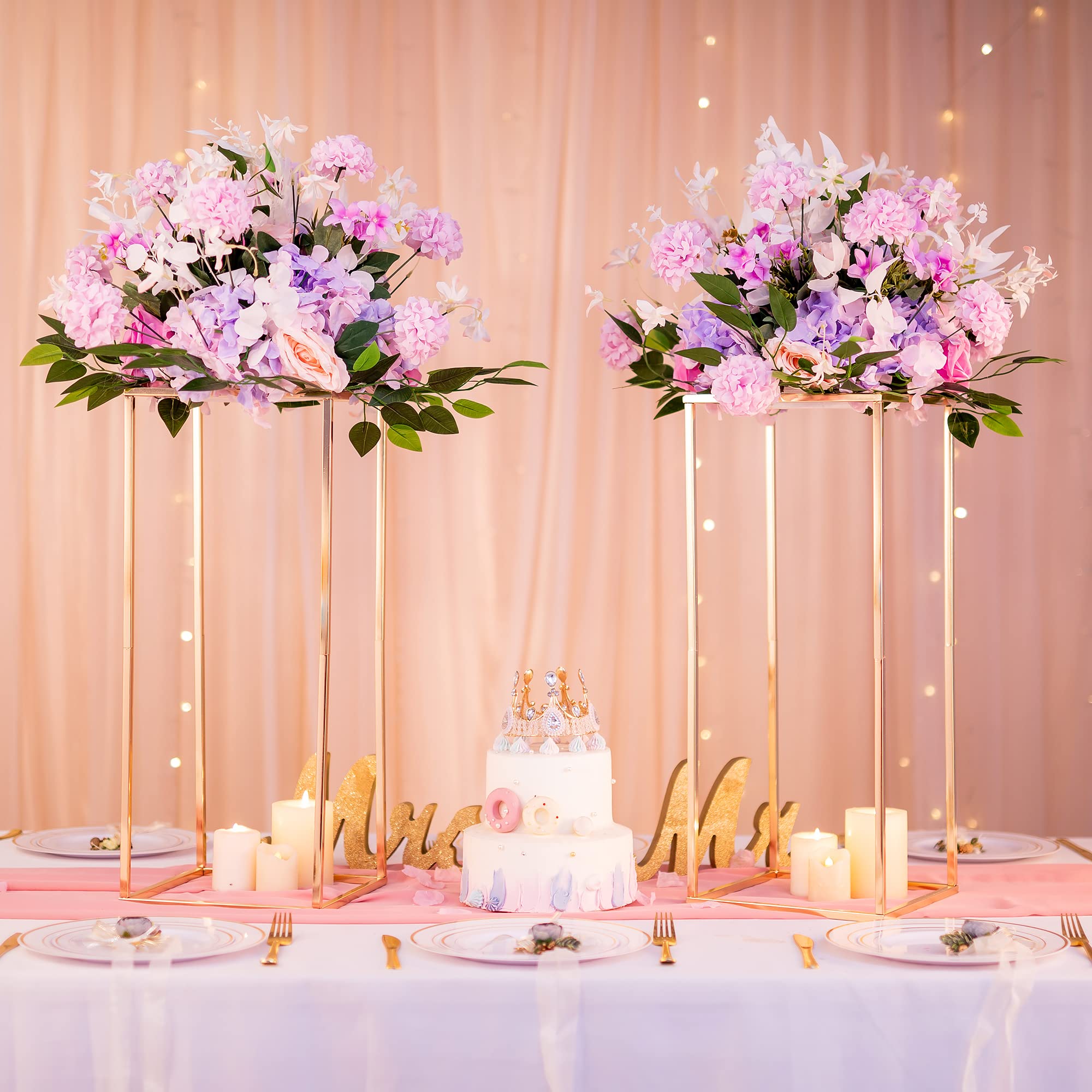 10-Piece Gold Metal Column Vases - 23.6