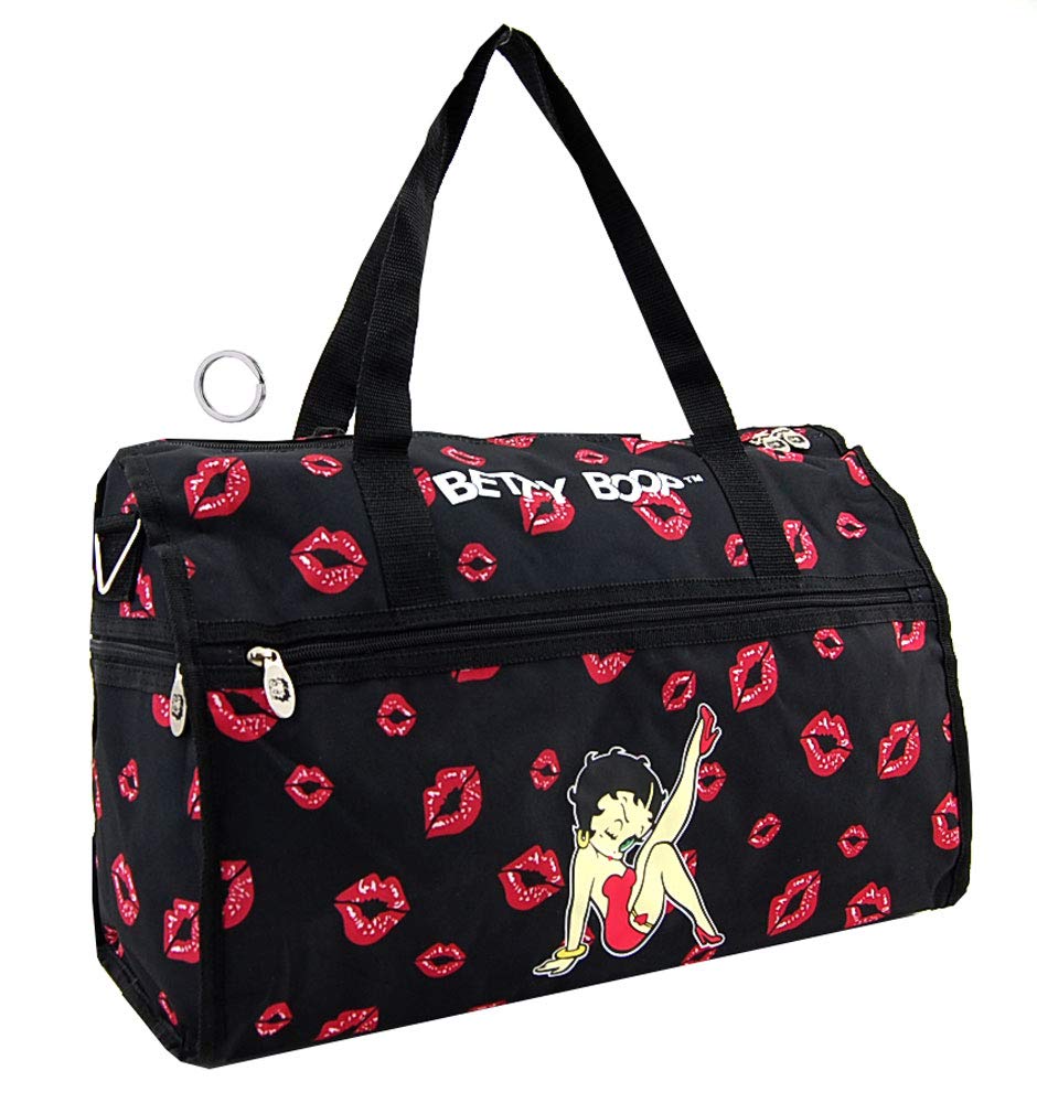 Stylish Betty Boop Red Lips Duffle Bag Tote for Women - Trendy Cosmetic & Travel Carryall - Perfect for Gym, Beach & Weekend Getaways