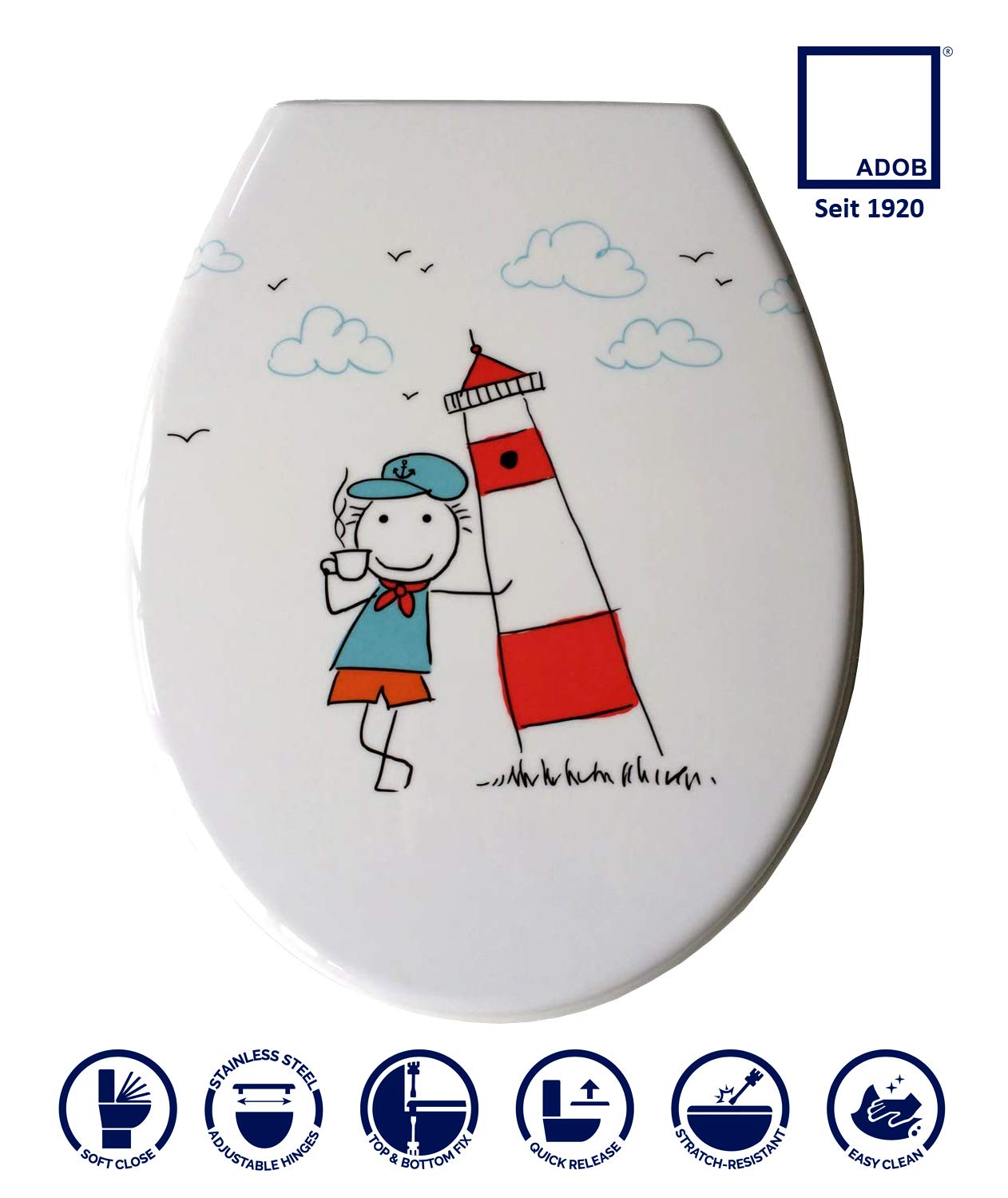 Duroplast Soft-Close Toilet Seat with Removable Hinges for Easy Cleaning - Fits All Standard Toilet Bowls | Bathroom Upgrade for Homes & Commercial Spaces