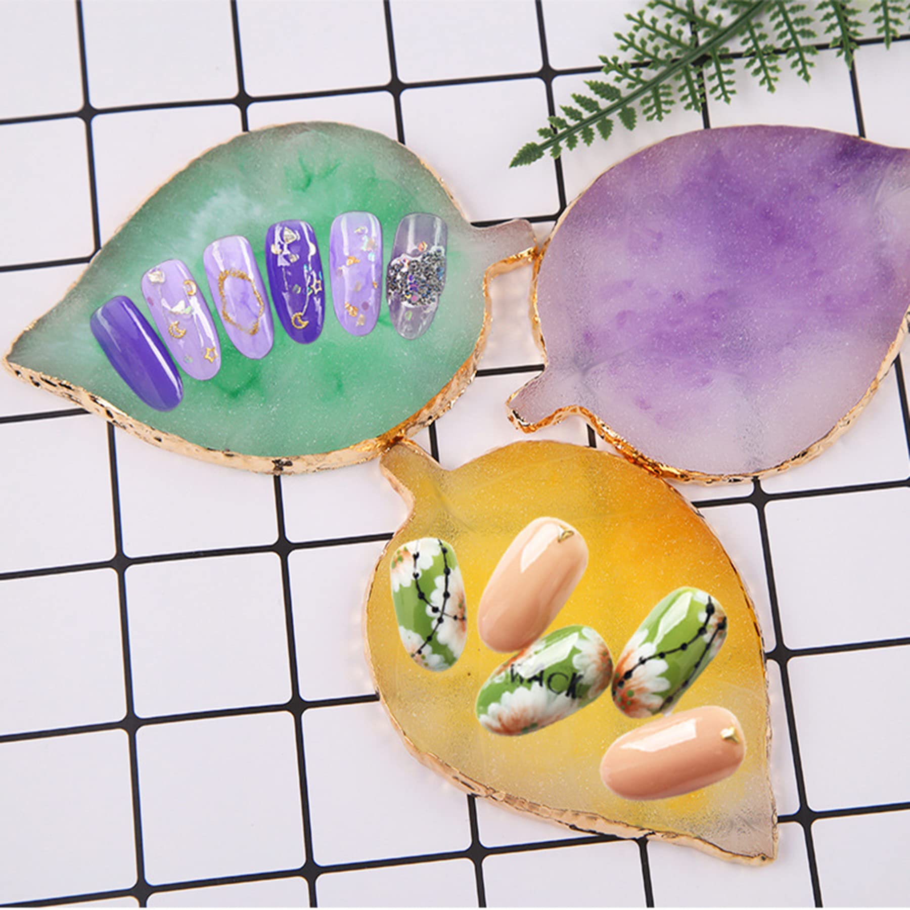 Professional Nail Art Palette - Nail Polish Mixing Plate, Makeup Palette for Nail Tips & Art Display (Yellow Leaf) | Perfect for Salon, DIY Manicure & Nail Art Design