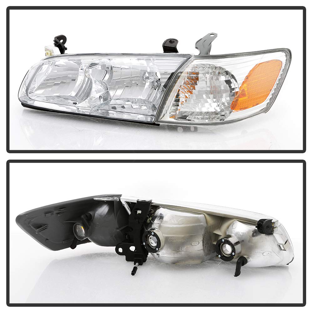 ACANII - 2000-2001 Toyota Camry Replacement Headlights Set - OE Style Headlamps with Corner & Signal Lights - 4pc Left & Right Pair - Perfect for Night Driving & Vehicle Restoration