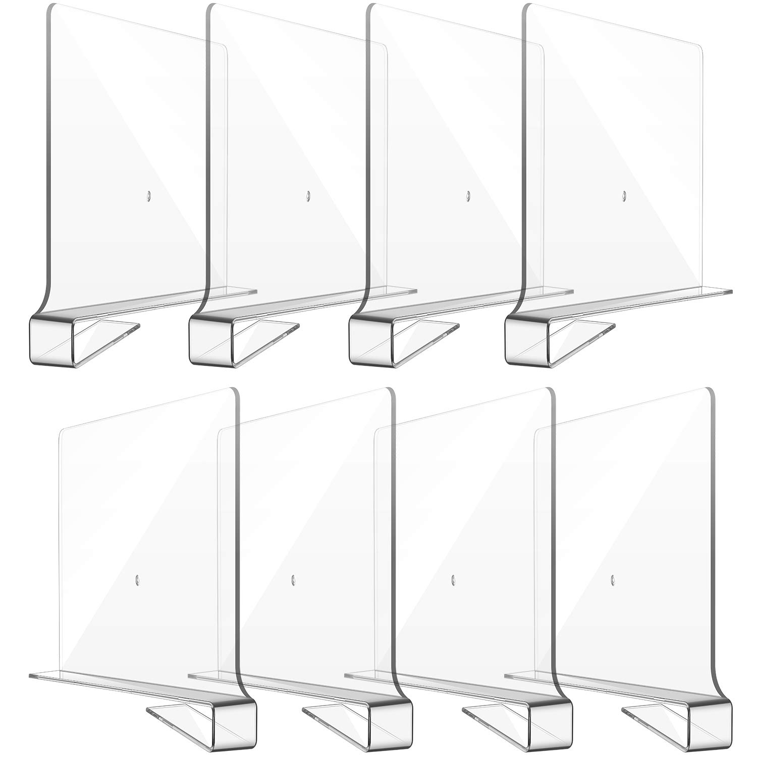 8-Pack Clear Acrylic Shelf Dividers for Closet, Kitchen & Office Organization - Perfect for Purses, Handbags, Books & More | Space-Saving Storage Solution for Bedroom, Bathroom & Cabinet