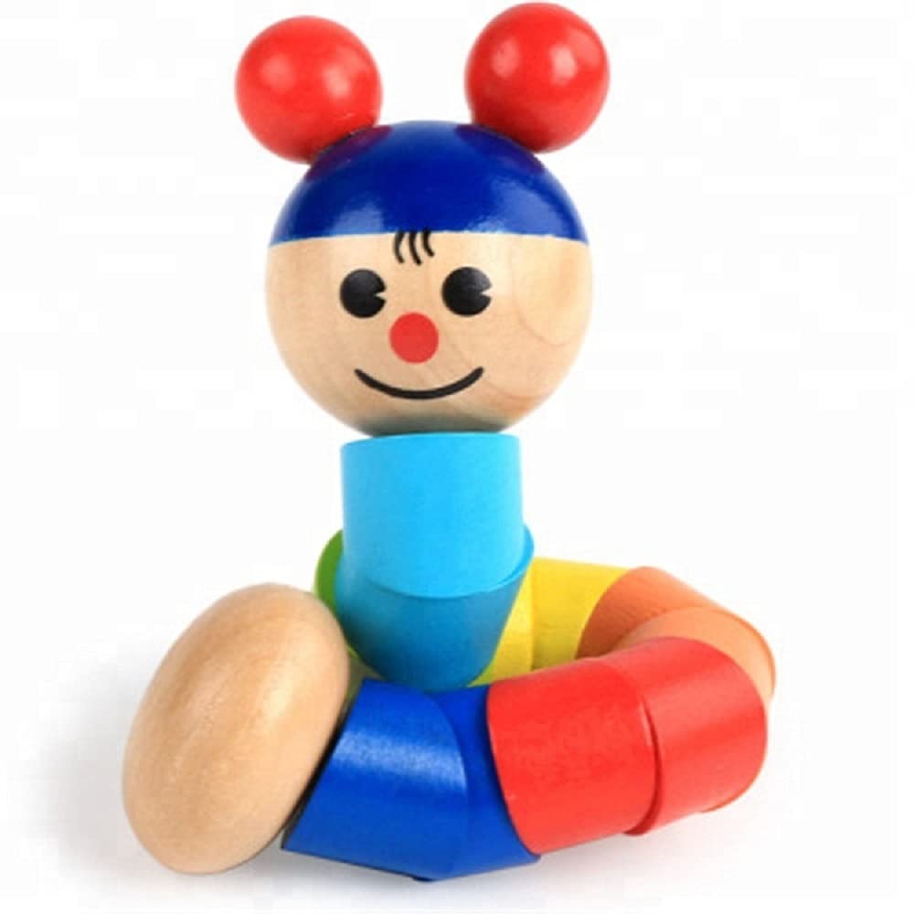 FunBlast 3D Wooden Twistable Puzzle Doll Toy for Kids Ages 3+ | Educational Brain Teaser for Boys & Girls | Creative Play for Home & Classroom Learning (Multicolor)