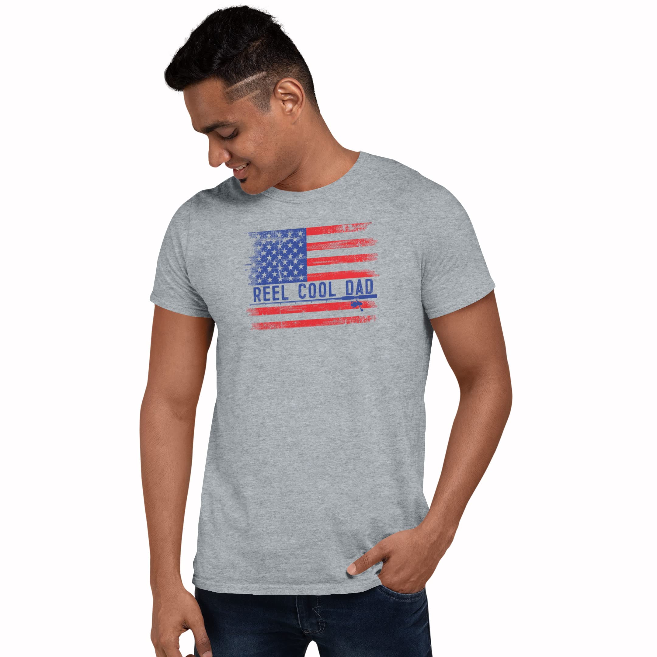 Reel Cool Fishing Shirt for Men - Comfortable & Stylish Papa Shirt with American Flag Design - Perfect for Father's Day Gifts, Bass Fishing & Outdoor Activities