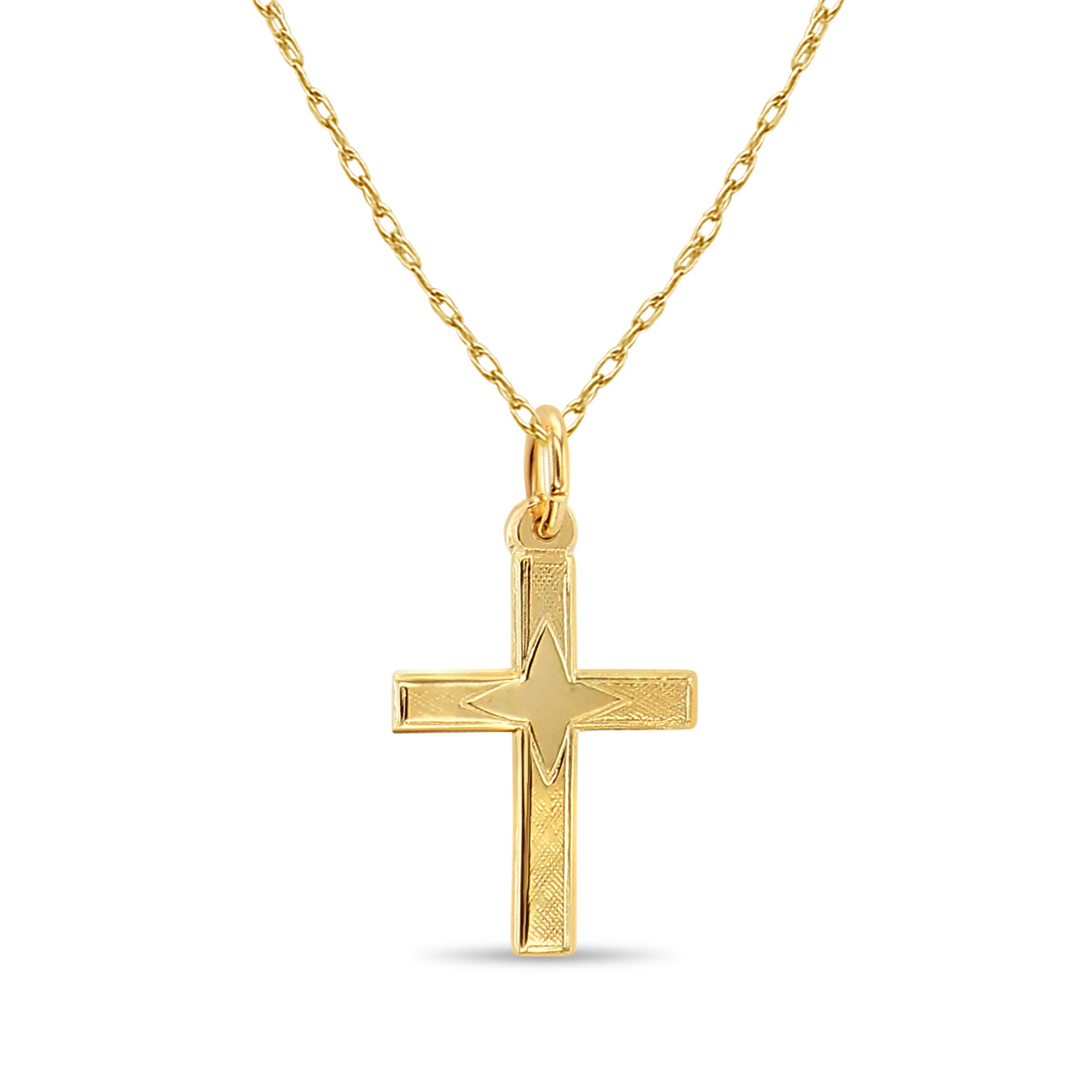 14k Yellow Gold Dainty Cross Necklace with Star Design - Elegant Layering Piece for Everyday Wear & Special Occasions