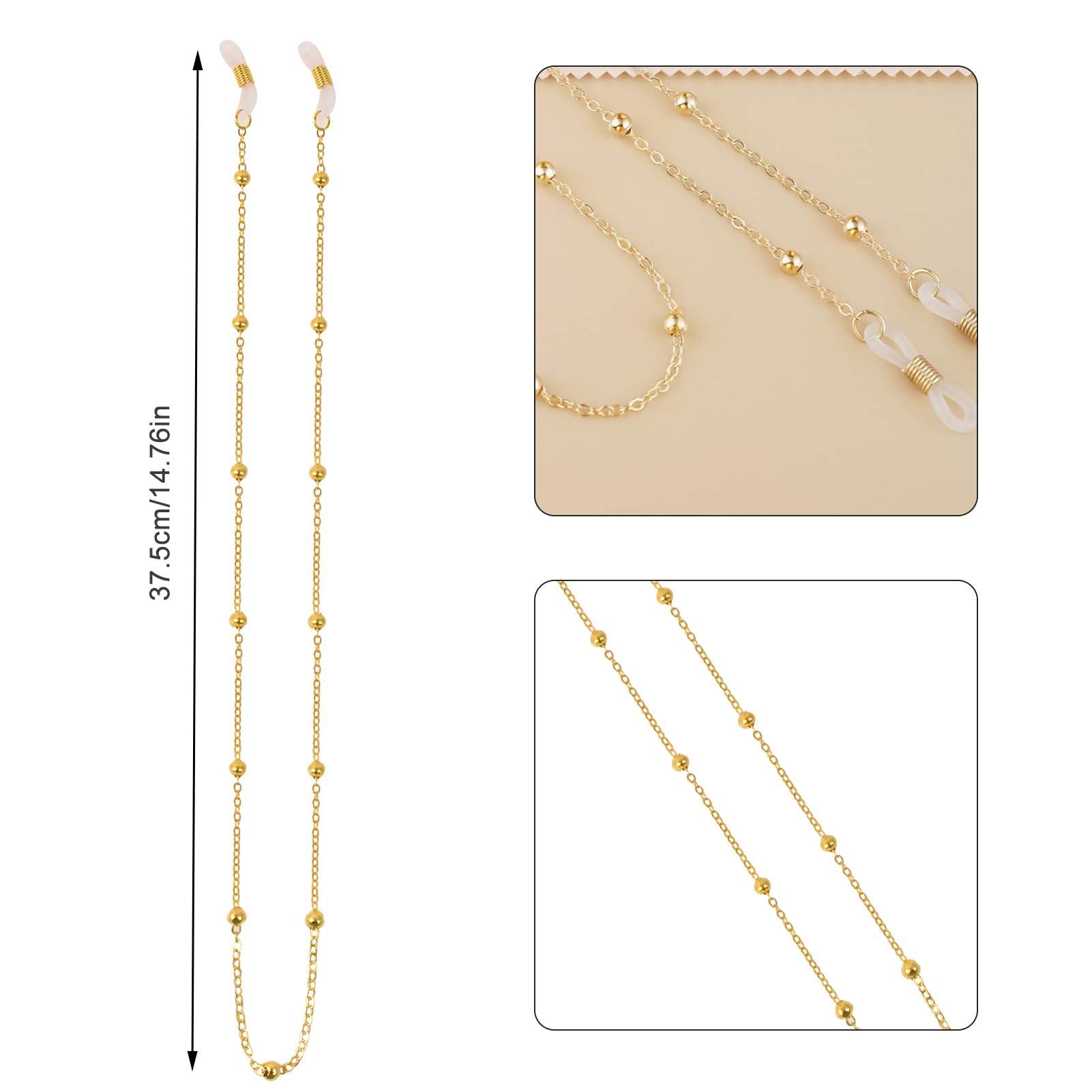 5Pcs Beaded Glasses Chain for Men & Women - Stylish Eyewear Lanyard for Reading & Sunglasses