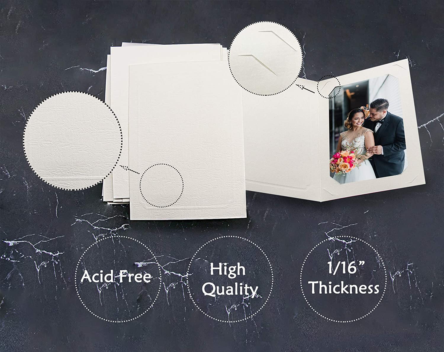 Golden State Art 100-Pack 4x6 or 5x7 Photo Folders | Cardboard Picture Frames & Paper Frame Cards for Greetings & Invitations | Perfect for Graduation, Christmas, Wedding (Ivory) | Display Memories in Style at Home or Office
