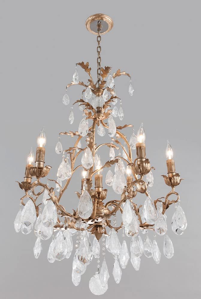 Amadeus 6-Light Chandelier with Vienna Bronze Finish & Italian Crystal Drops - Elegant Dining Room Lighting for Home Decor