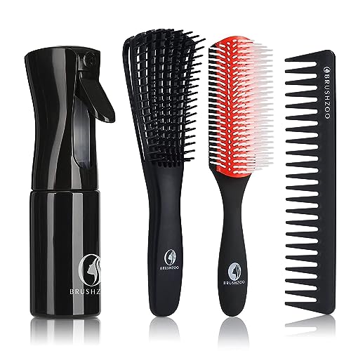 Detangling Hair Brush Set with Hair Spray Bottle - Gentle Knot-Free Styling for Kids & Adults - Perfect for Wet & Dry Hair, Travel & Home Use