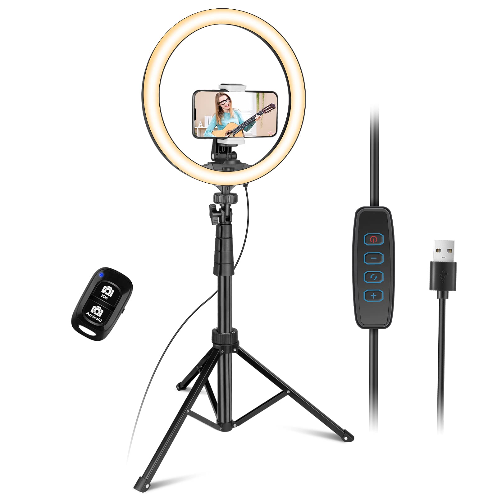 UBeesize 12-Inch LED Ring Light with Adjustable Tripod Stand & Phone Holder - Professional Selfie Lighting for Video Conferencing, Live Streaming, YouTube Videos - Compatible with iPhone, Android Phones & DSLR Cameras - Perfect for Home Office, Beauty Makeup & Content Creation