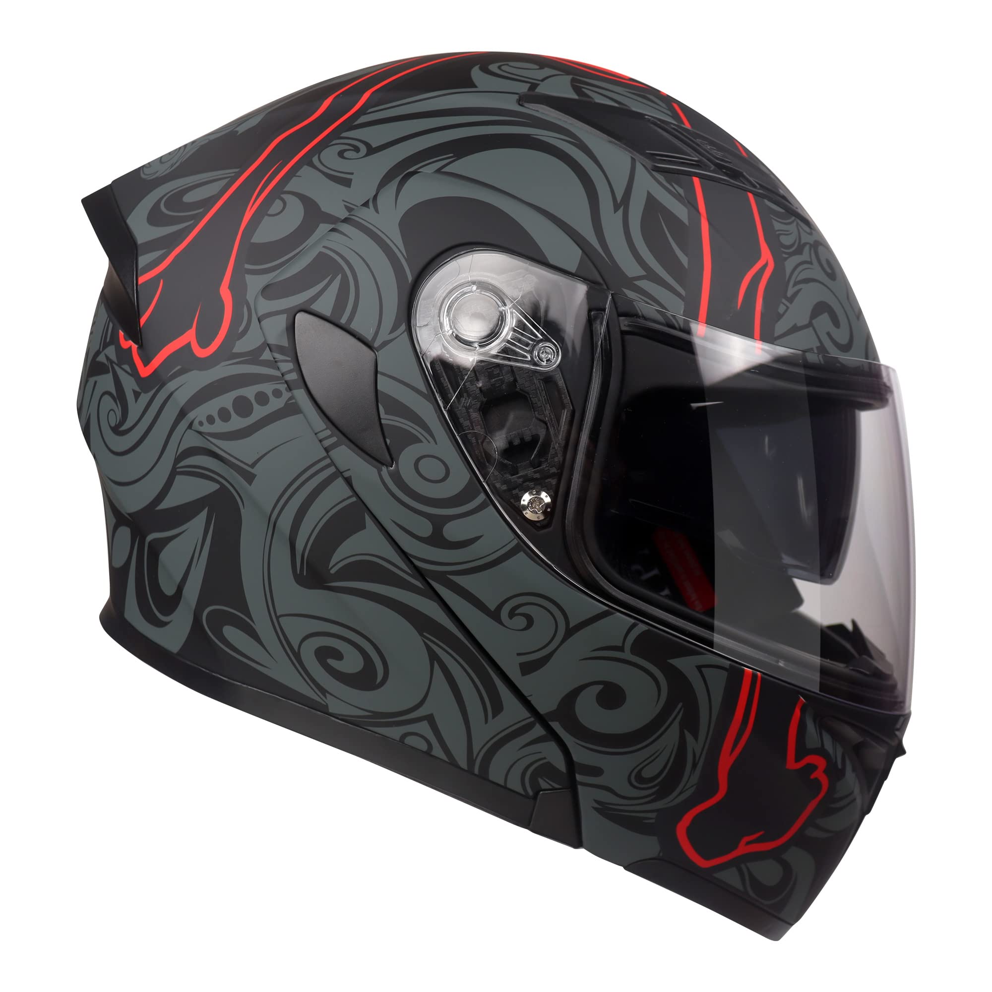DOT Certified Motorcycle Modular Full Face Helmet with Dual Visor & Flip-Up Design - Perfect for Street Riding, Touring and Commuting
