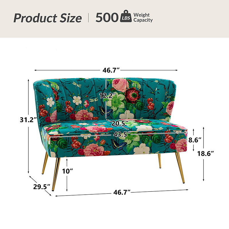 Coraline Upholstered Loveseat Sofa - Modern Small Couch for Living Room, Apartment & Office - Comfortable 2-Seater with Soft Fabric