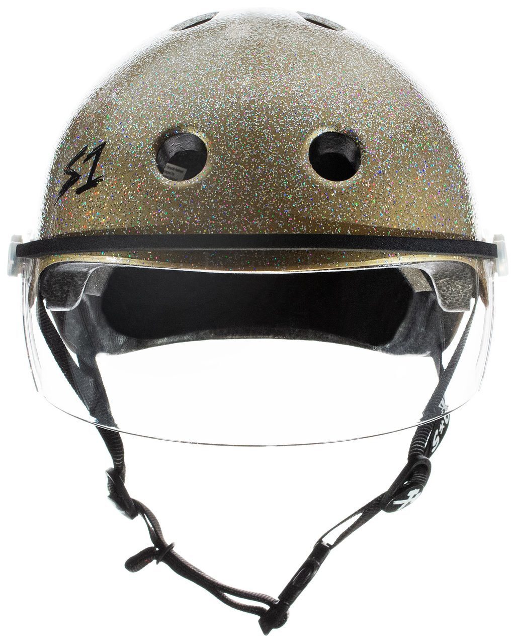 S1 Lifer Visor Helmet - Gold Glitter Motorcycle Helmet for Men & Women - Lightweight & Durable for Street Biking, Scooter Riding & Urban Commuting