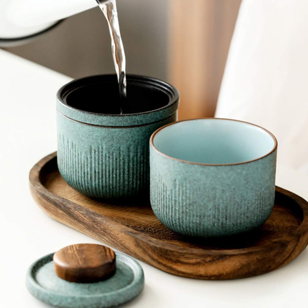 Portable Ceramic Travel Tea Set - Compact Tea Cup & Teapot Kit for On-the-Go Brewing | Perfect for Camping, Office, and Travel Use