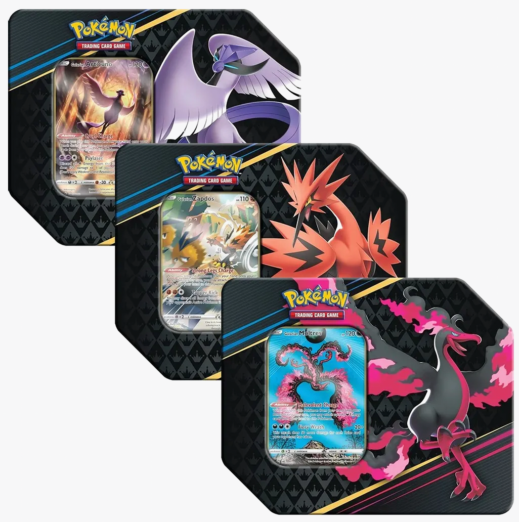 Pokemon Crown Zenith Legendary Bird Tin Collection - 3-Pack Elite Trainer Box for Trading Card Game (TCG) - Perfect for Collectors, Battles & Gifts