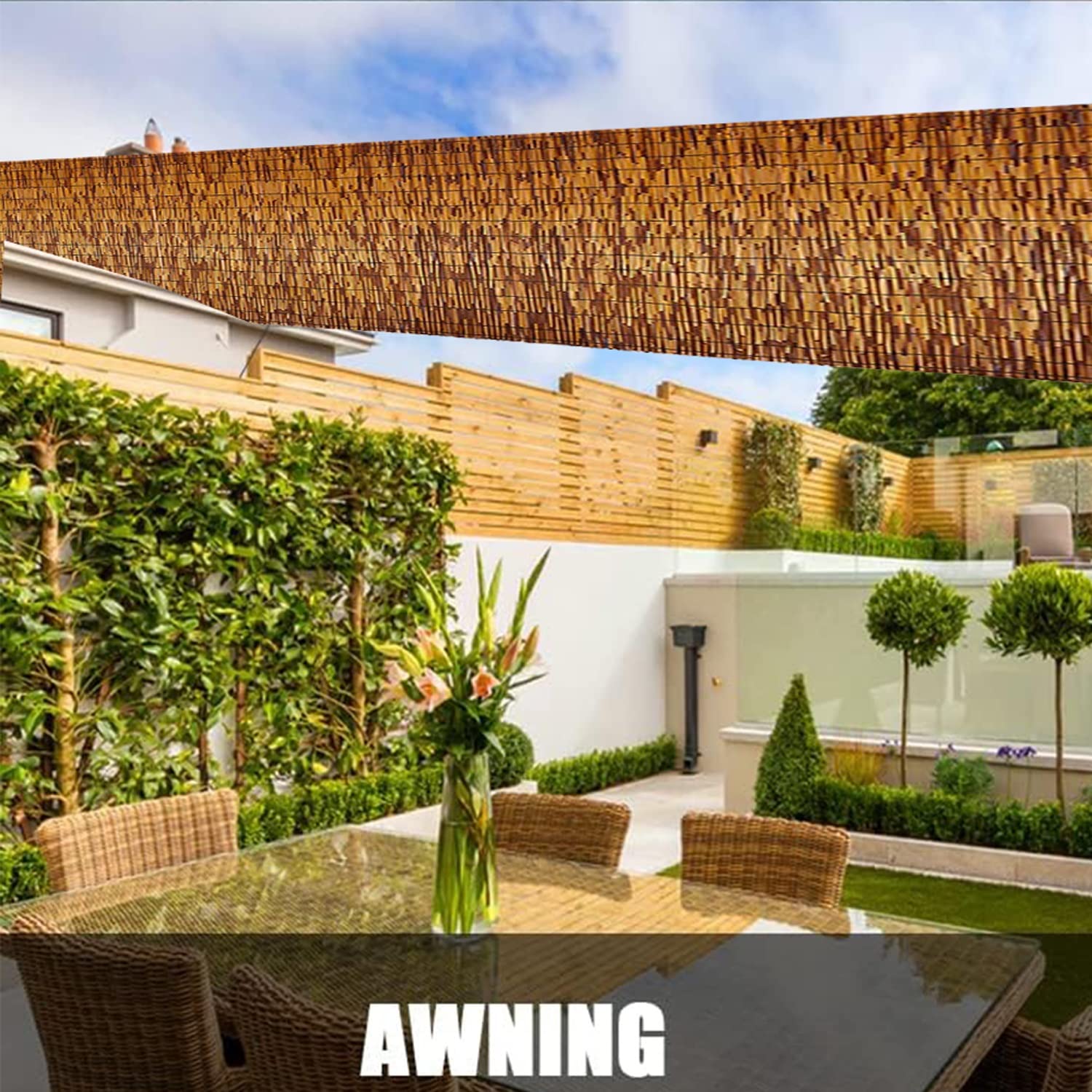 **Natural Bamboo Reed Fencing Rolls – 4FT x 16.4FT Privacy Screen Panels for Outdoor Backyard, Patio & Balcony – Durable Reed Fence Cover for Shade & Wind Protection (Size: 1.53m x 6m / 5ft x 20ft) – Perfect for Garden, Deck & Poolside Privacy**