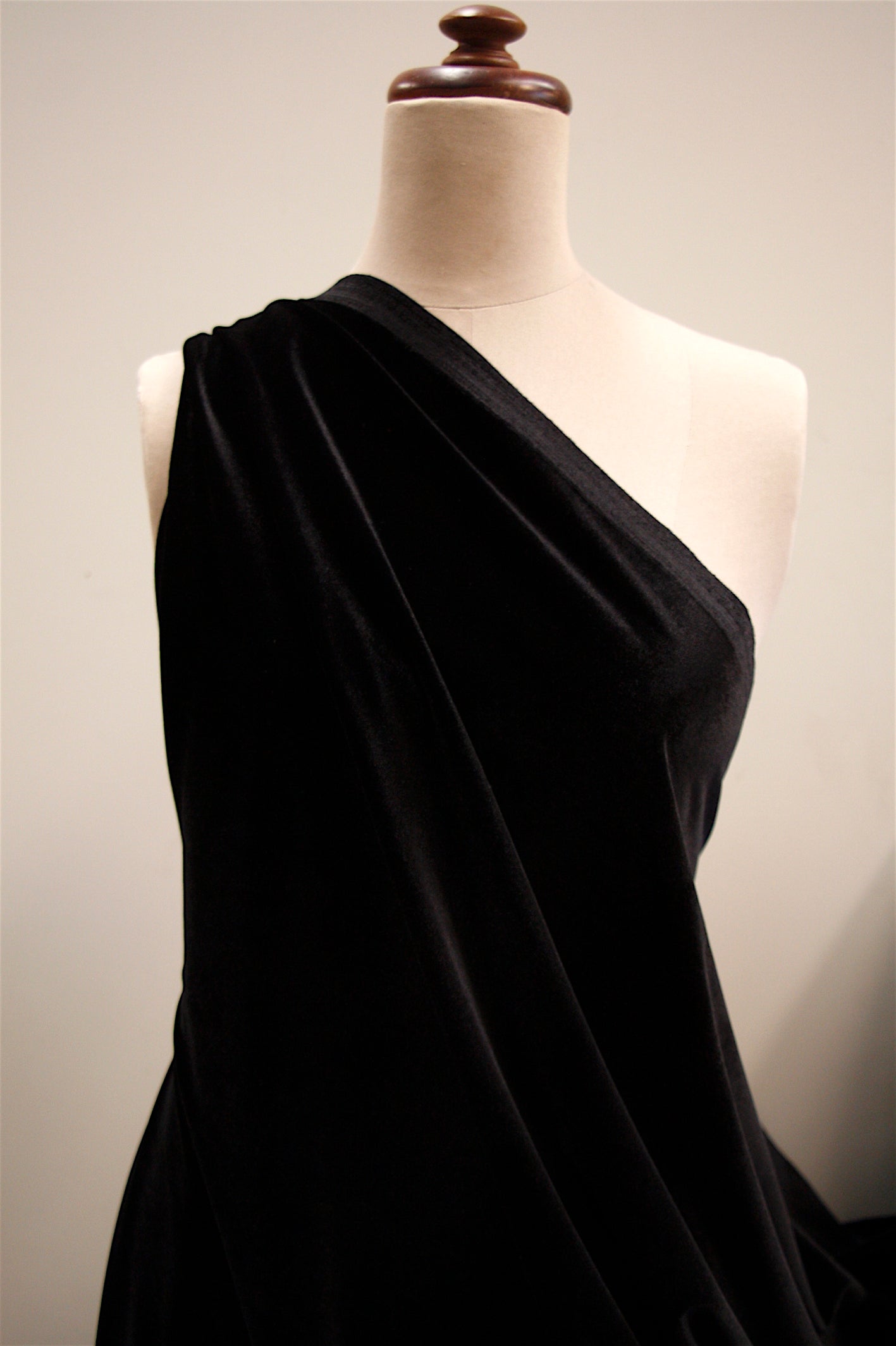 Black Night Owl Stretch Velvet Fabric - Soft & Luxurious Material for Evening Gowns, Dresses, and Home Decor Projects