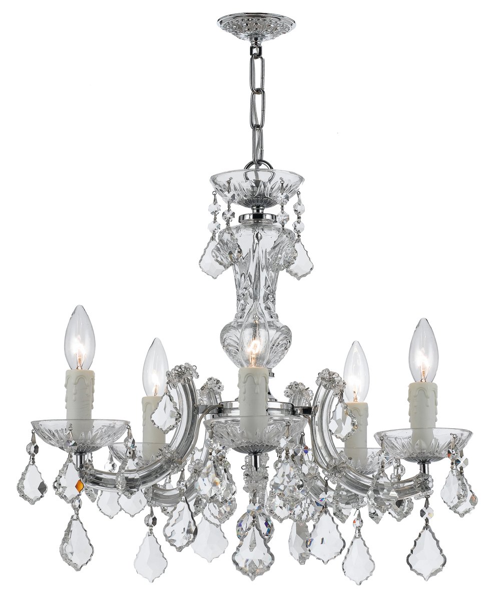 Crystorama Maria Theresa 5-Light Chrome Mini Chandelier - Elegant Dining Room Lighting for Home Decor & Kitchen Island