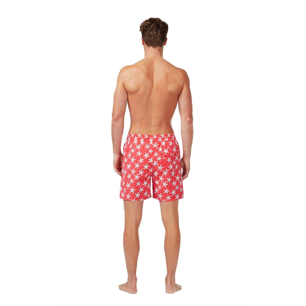 Tom & Teddy Men's Quick-Dry Swim Trunks with Starfish Print - Comfortable Beach Shorts for Swimming, Surfing & Summer Vacations