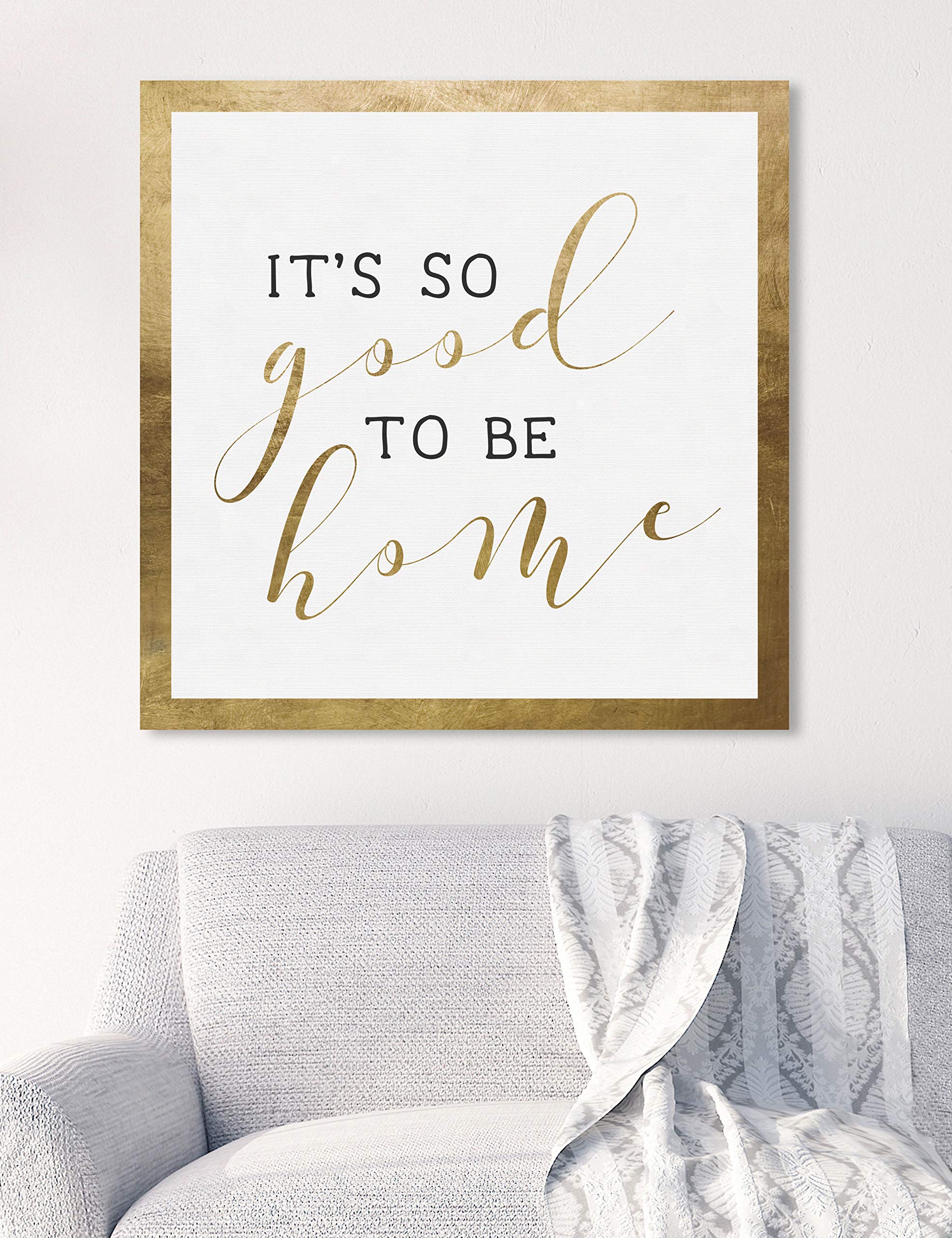 Oliver Gal Artist Co. 'Good' Typography & Quotes Wall Art Canvas Print - 24x24 Inches, Gold & White - Perfect for Living Room, Bedroom & Office Décor