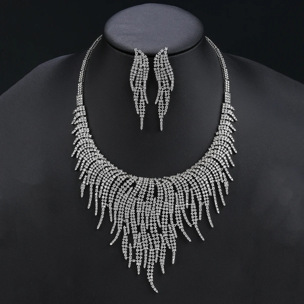 Luxury Cubic Zirconia Statement Necklace & Earrings Set for Women - Elegant Wedding, Party, Prom Jewelry - Perfect for Bridal, Evening Events & Special Occasions