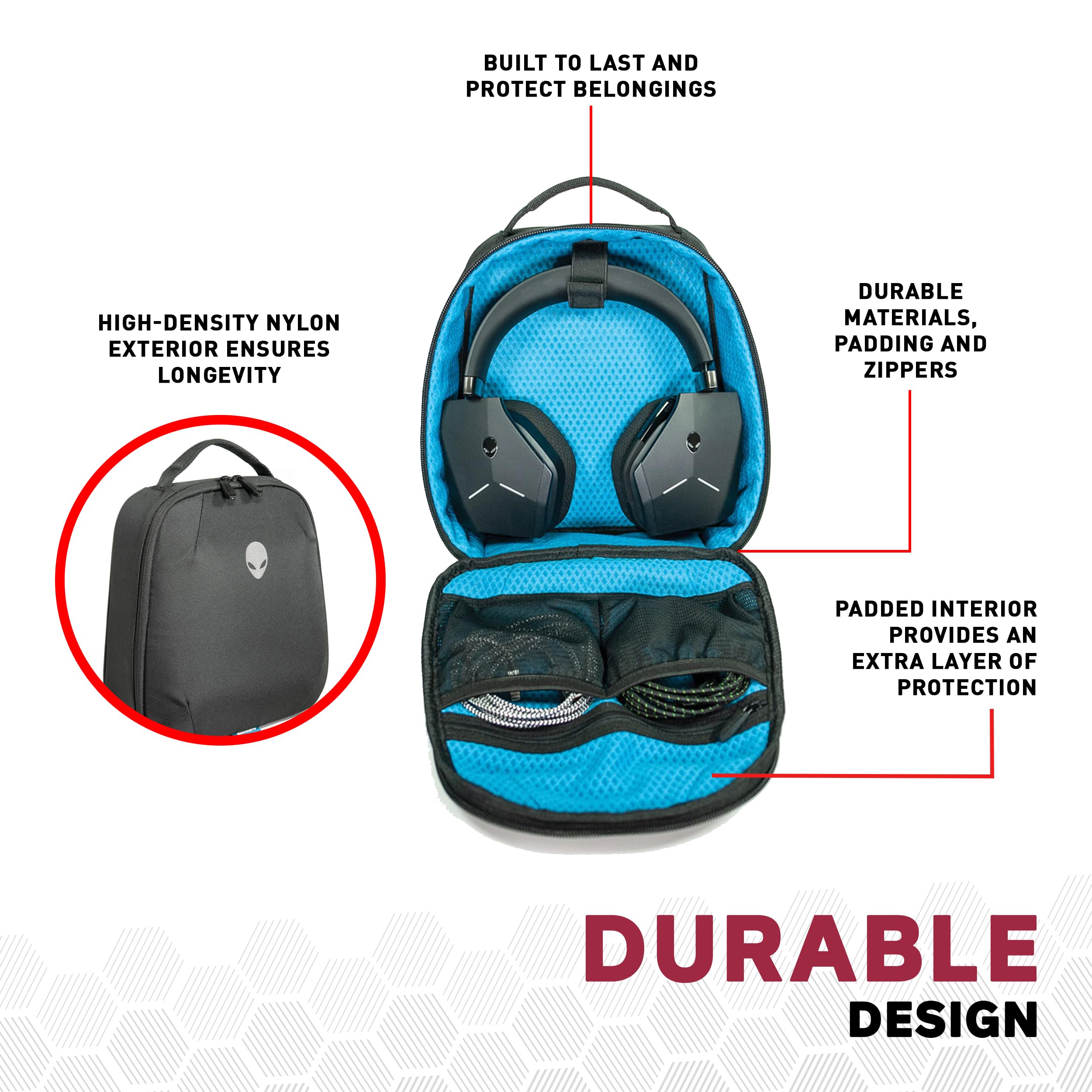 Premium Gaming Headphone Travel Case - Compatible with Alienware AW988, AW510H & AW310H Headsets - Durable Black Carrying Pouch for Gaming Gear Protection - Perfect for Travel, LAN Parties & Esports Events