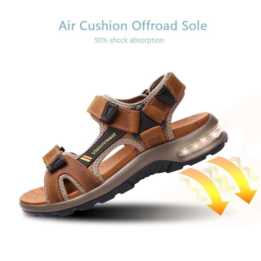 Visionreast Men's Athletic Sandals - Open Toe Hiking & Outdoor Sandals with Non-Slip Air Cushion - Sport Casual Beach Sandals for Walking, Travel & Water Activities