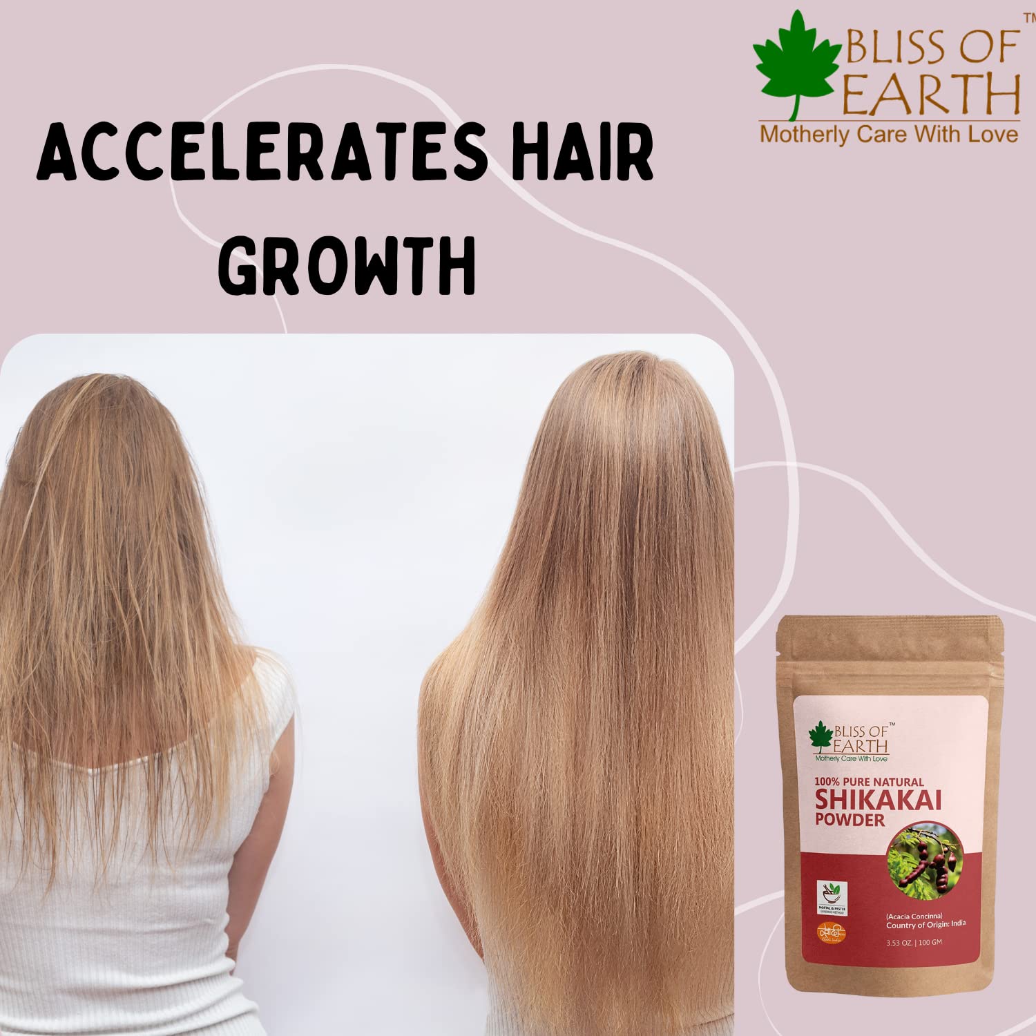 Bliss of Earth™ 100% Pure Natural Shikakai Powder for Hair Growth | 2x100g Acacia Concina | Organic Hair Cleanser & Conditioner | Promotes Thicker, Stronger Hair | Perfect for Ayurvedic Hair Care & Natural Styling