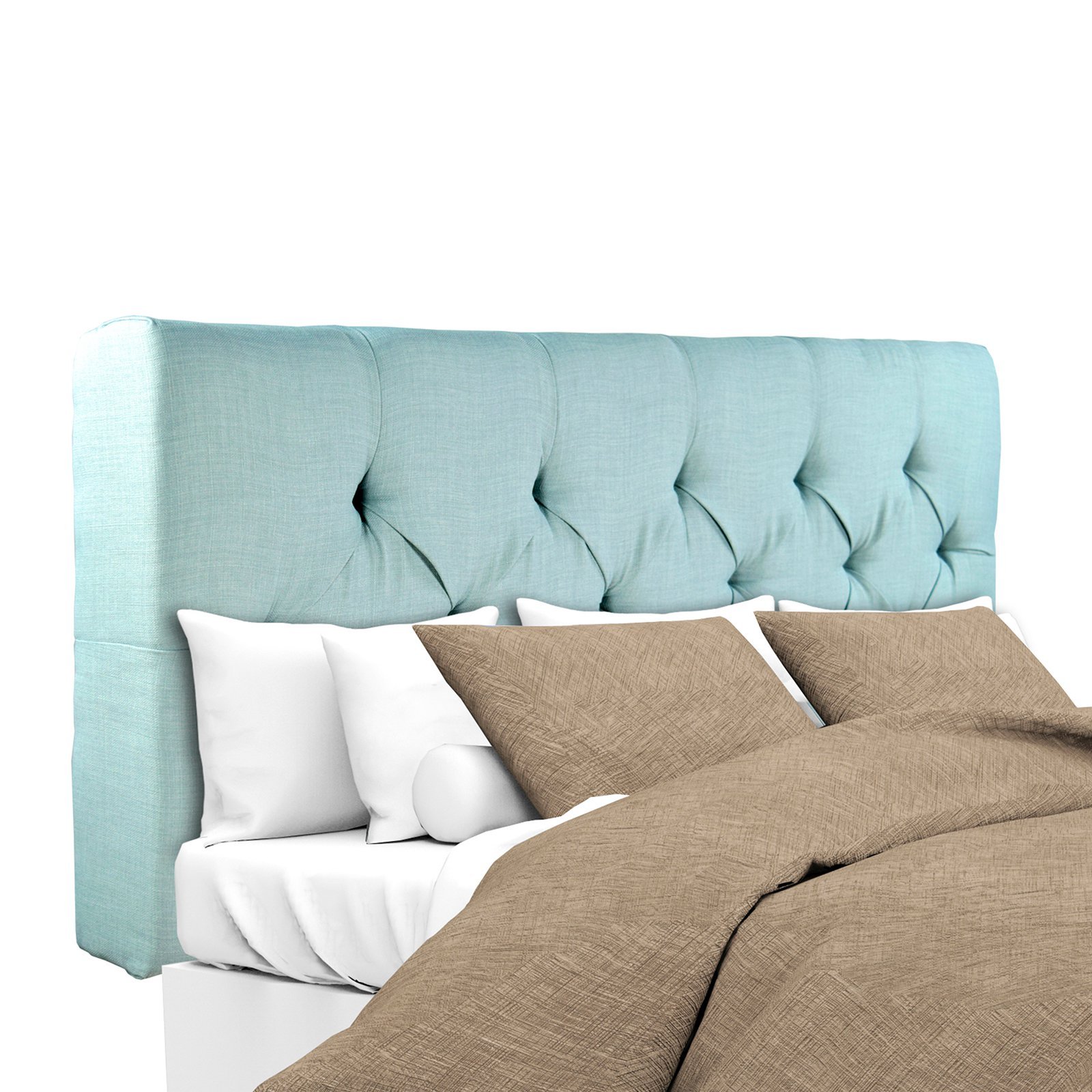 MJL Furniture Designs Jackie Collection Twin Size Headboard - Solid Wood, Padded & Diamond Tufted Upholstery, Khaki (Sachi Series) | Perfect for Bedroom Decor, Guest Rooms & Dorm Furniture