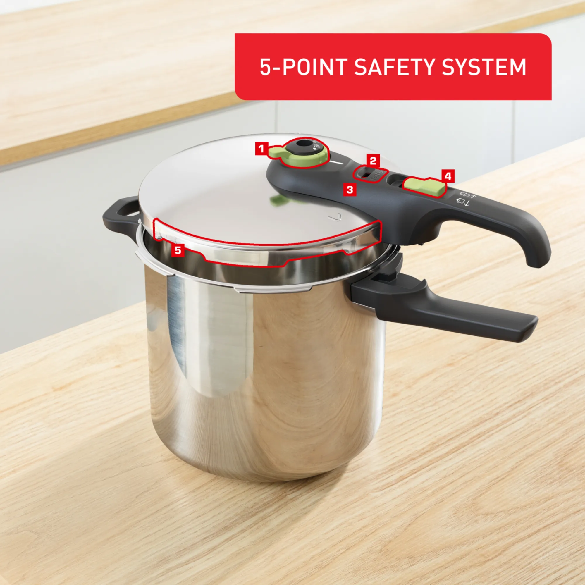 Tefal Secure Trendy 8L Stainless Steel Induction Pressure Cooker - Fast & Safe Cooking for Soups, Stews & Meals - Perfect for Home Chefs & Busy Families