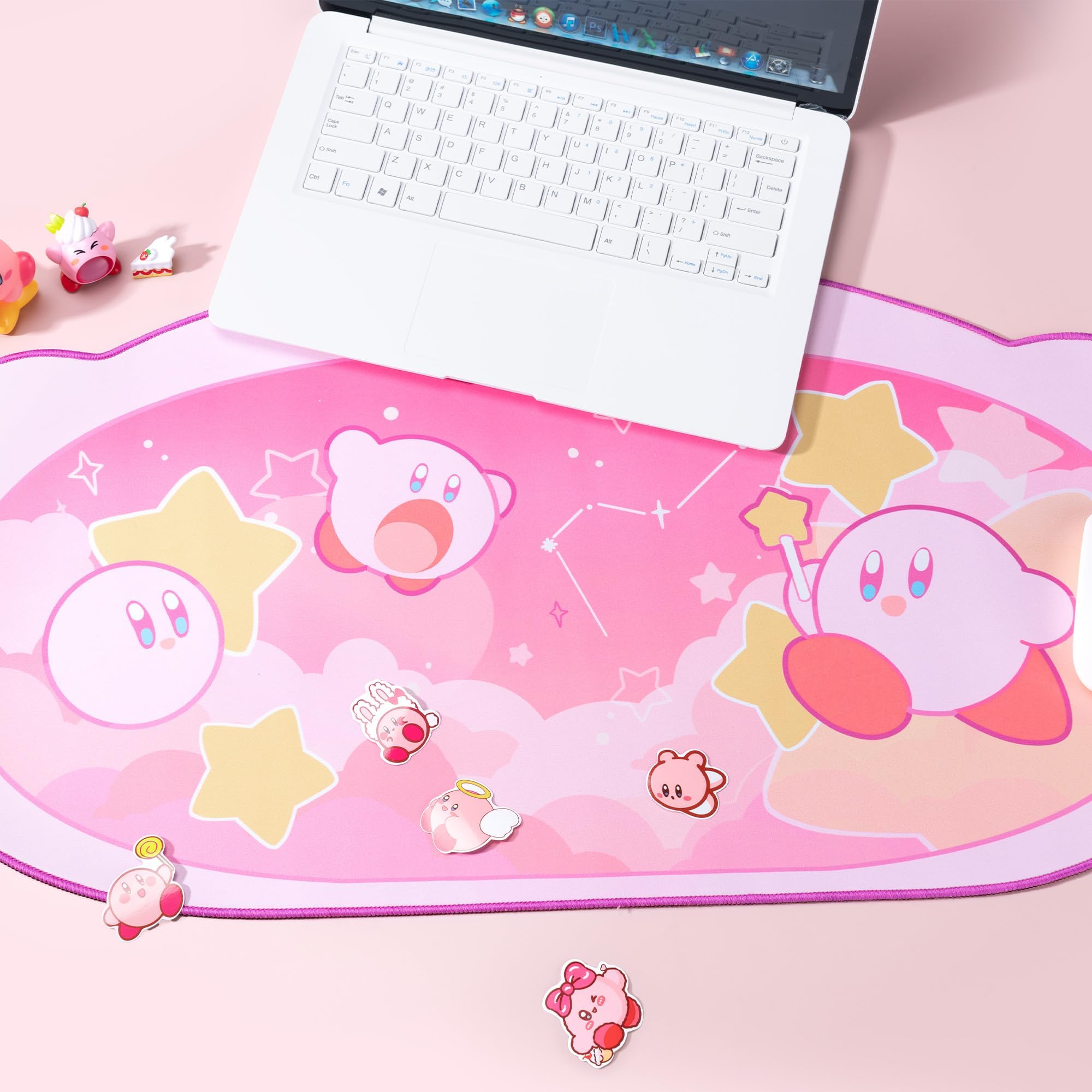 YOCORE Large Pink Gaming Mouse Pad with Non-Slip Base & Stitched Edges - Cute Extended Keyboard Mouse Mat for Office & Gaming Desk - Perfect for Girls, Women & PC Gamers - Ideal for Work, Gaming & Home Office Setup