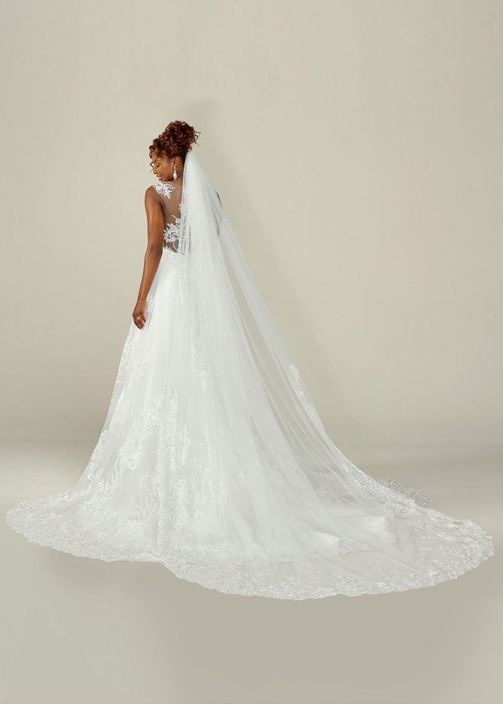 Isabelle Veil Cathedral Wedding Veil with Sequin Lace - Elegant Bridal Accessory for Church Ceremonies & Formal Weddings