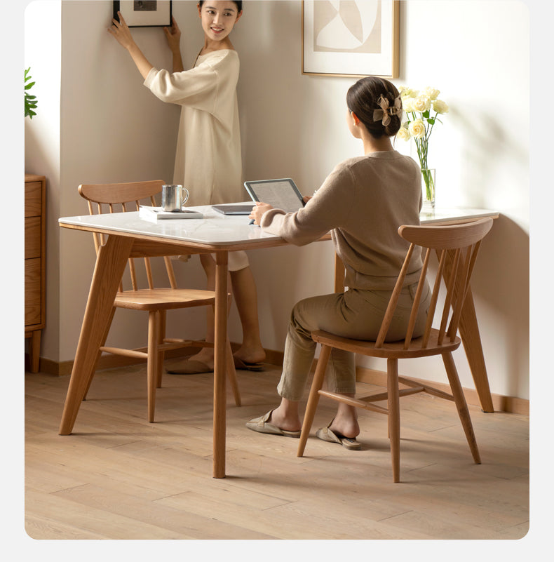 Solid Oak Wood Modern Rocking Dining Table - Perfect for Farmhouse, Rustic & Contemporary Dining Rooms