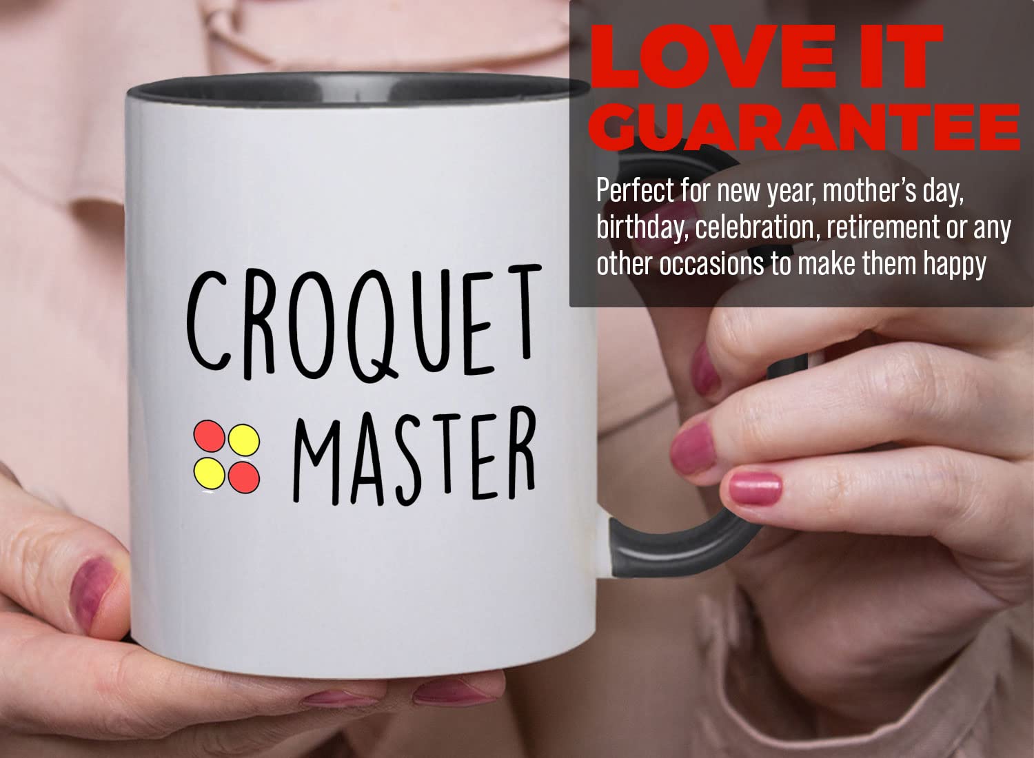 11oz Croquet 2-Tone Black Mug - Perfect Gift for Croquet Master & Sports Enthusiasts - Ideal for Tennis, Racquetball, Netball, Softball Fans - Great for Game Days, Tailgating & Outdoor Gatherings