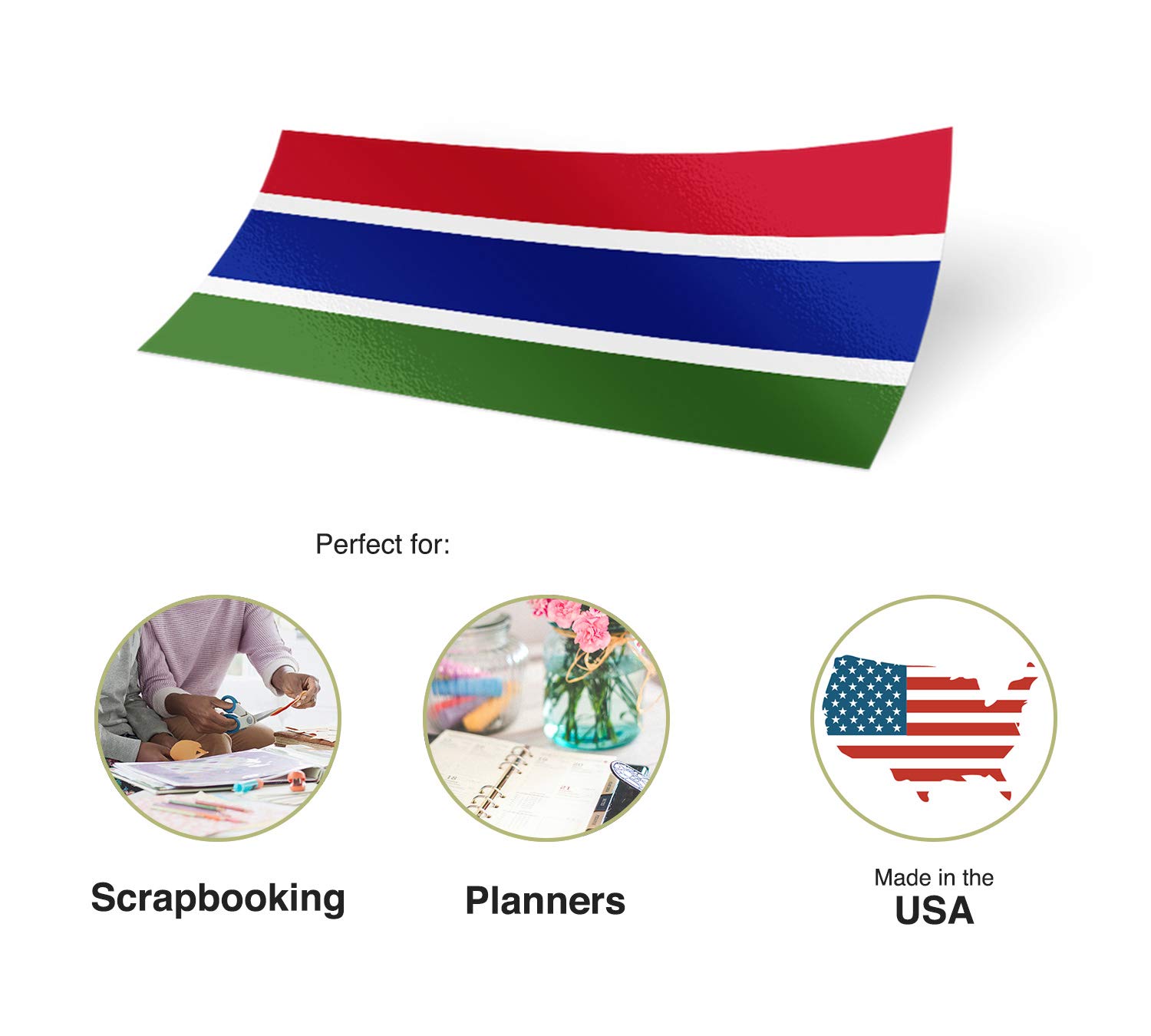 Desert Cactus Gambia Country Flag Sticker Decal Pack - 8 Vinyl Stickers for Kids, Scrapbooking, Cars, Windows, Bumpers & Laptops - Waterproof & Durable for Indoor & Outdoor Use