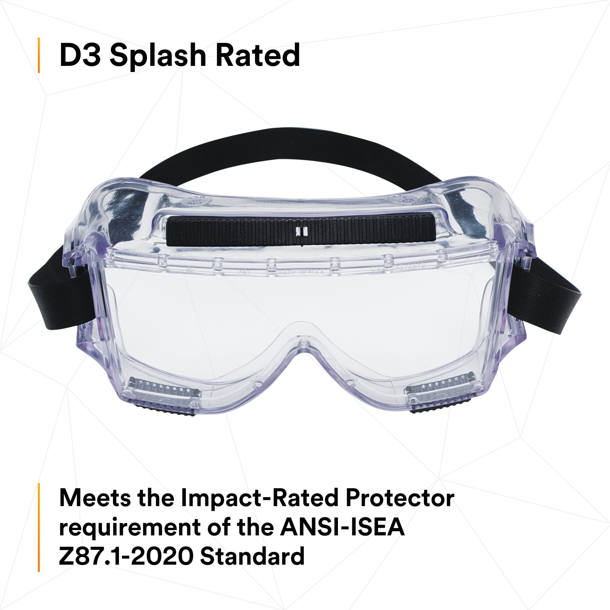 3M Centurion Safety Splash Goggle 454AF - ANSI Z87.1 Certified Protective Eyewear for Lab, Construction & Chemical Work - Anti-Fog, UV Protection, Comfort Fit for Industrial & DIY Use