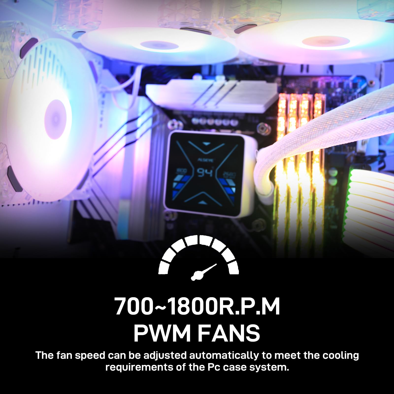 ALSEYE N12 3-Pack 120mm ARGB PWM PC Case Cooling Fans with Controller - Ultra Quiet High Airflow Half-Transparent White Computer Fans for Gaming PC, Workstation & Home Office Setup