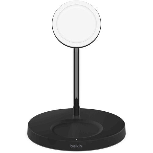 Magnetic Wireless Charger Stand - 2 in 1 MagSafe Compatible for iPhone 12/13/14 Series (Black) | Fast Charging Station for Home, Office & Nightstand