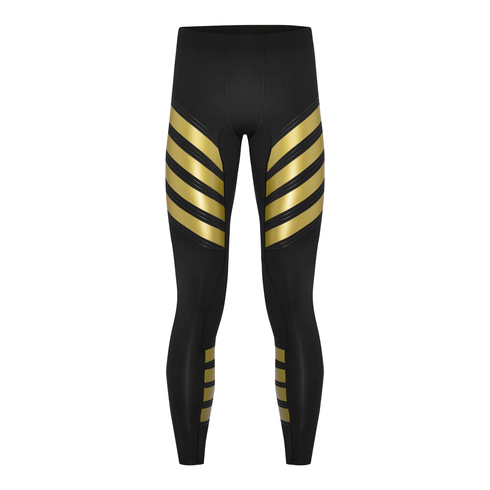 Pressio Men's Power Tight Black Gold - High Performance Compression Pants for Running, Gym & Workouts