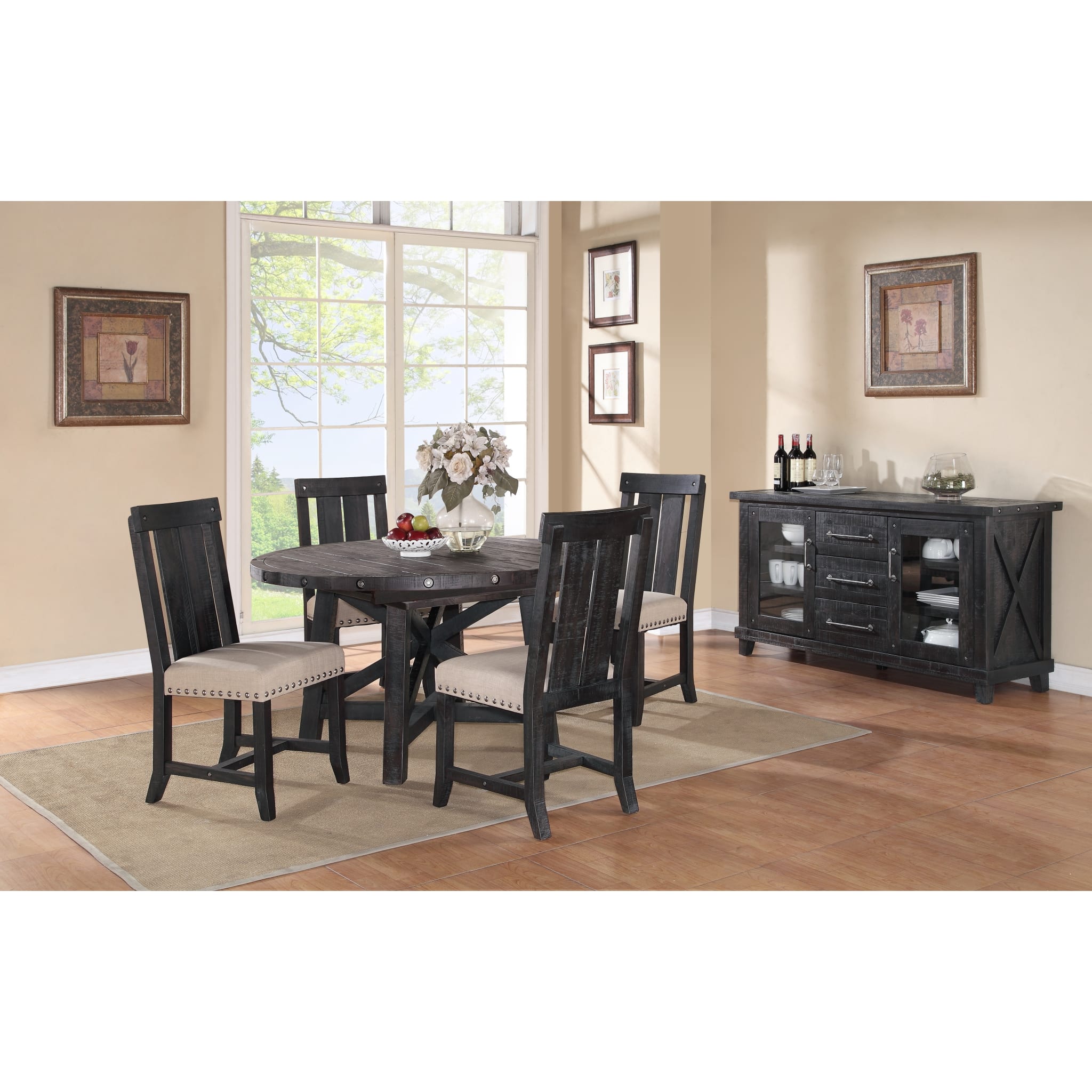 Yosemite Solid Wood Round Extension Dining Table - Perfect for Family Gatherings, Dinner Parties, and Small Space Living